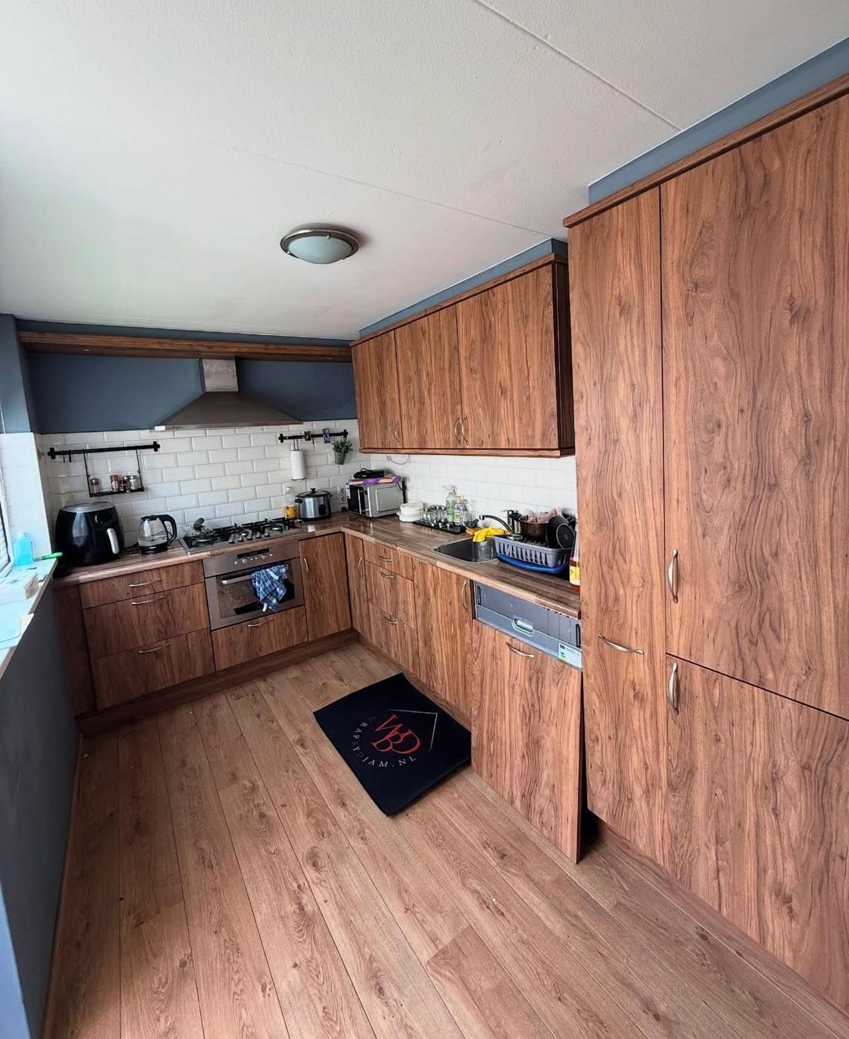 Walnoot houtlook hoekkeuken